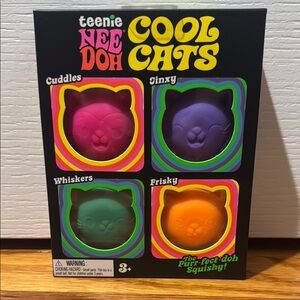 Teenie Needoh Cool Cats 4-Pack Squishies - Pink, Purple, Green, Orange